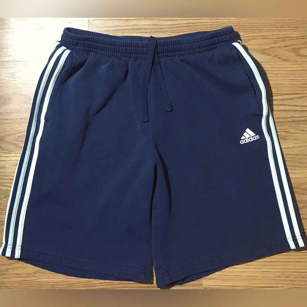 Adidas Originals Heavy Fleece Sweat Shorts Blue / White Stripe Mens L